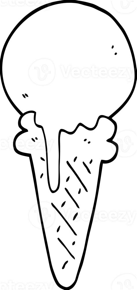 Black And White Cartoon Ice Cream Cone 36361904 Png