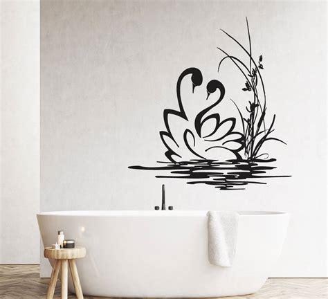 Bathroom Wall Decals Swans Decal Bathroom Vinyl Stickers For | Etsy