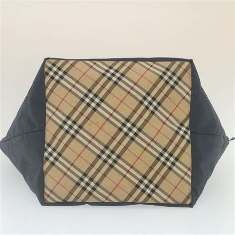 Burberry Blue Label Nova Check Tote Bag Nylon Beige N Gem