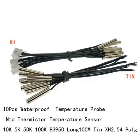 10Pcs 5X25MM Waterproof Temperature Probe Ntc Thermistor Temperature