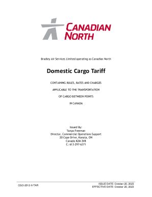 Fillable Online Domestic Cargo Tariff Fax Email Print Pdffiller