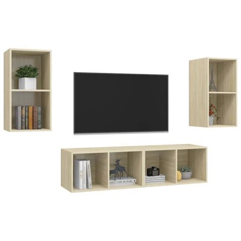 Meubles TV muraux 4 pcs Chêne sonoma Aggloméré Mothinessto LY11402