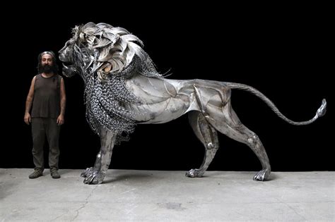 Unbelievable Lion Sculpture Made From Hammered Steel Twistedsifter