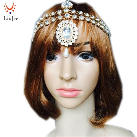 Clear Kundan Matha Patti Tikka Head Chain Hair Bollywood Indian Jewelry