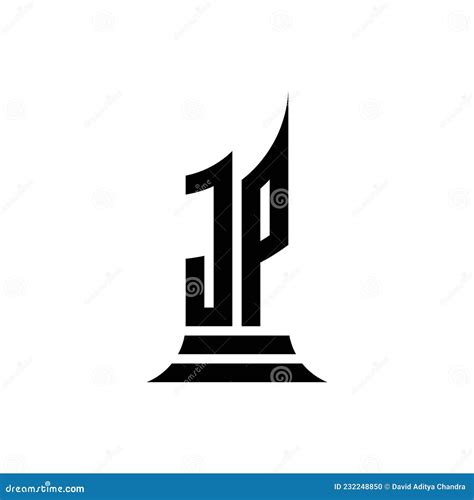 Jp Logo Monogram Building Shape Style Stock Vector Illustration Of