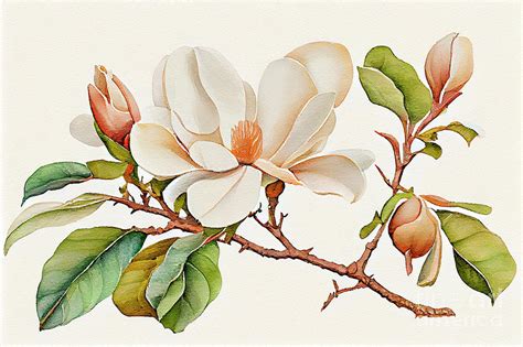 Magnolia Flower Painting By Pavel Lukashin Pixels