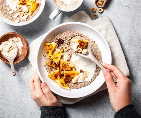 Buckwheat Porridge With Grilled Pineapple Vegan Naturally Sweetened