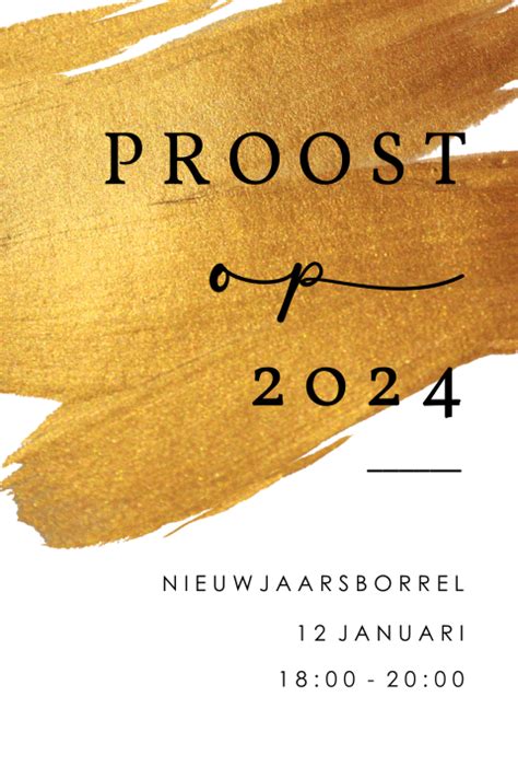 Uitnodiging Voor Een Nieuwjaarsborrel Met Goudlook Verf