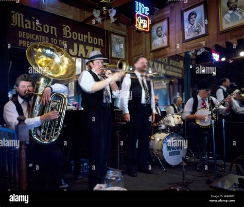 Dixieland Jazz Band On Bourbon Street New Orleans Louisiana Stock