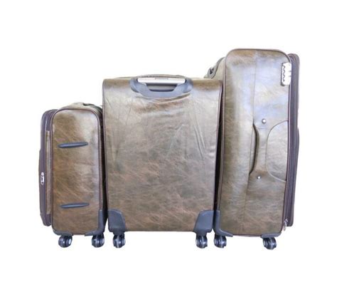 Sastro Leather Hard Shell Suitcase Set 3 Piece Set Dark Brown Makro