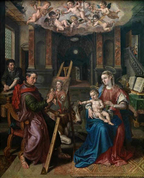 Saint Luke Painting The Virgin By Maerten De Vos Artvee