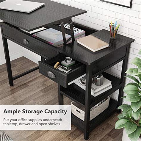 Tribesigns Modern Lift Top Computer Desk With Drawers 47 Inch Writing