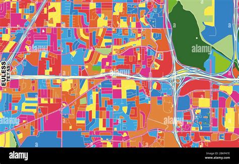 Colorful Vector Map Of Euless Texas USA Art Map Template For