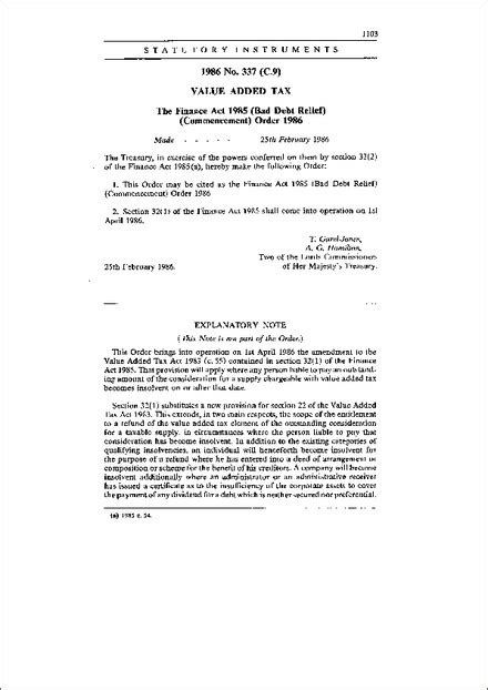 finance act  bad debt relief commencement order