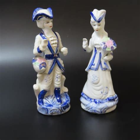 Victorian Blue And White Figurines Etsy