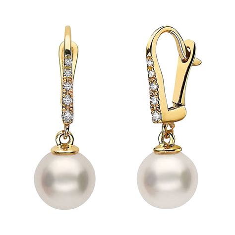 Black Tahitian Pearl Diamond Yellow Gold Earrings At 1stdibs