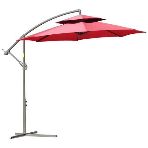 Outsunny 9 Ft Banana Parasol Cantilever Patio Umbrella With Crank