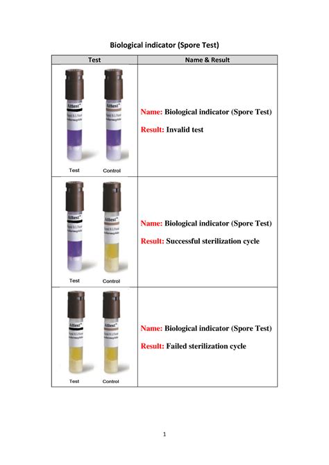 Sterilization Indicators 1 Biological Indicator Spore Test Test