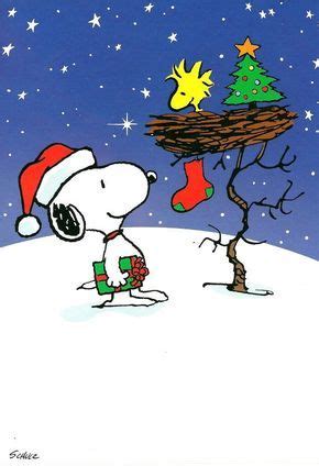 A Charlie Brown Christmas Card With A Tree And Snoop S Stocking On It