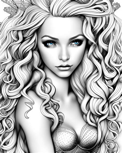 Beautiful Blonde Bombshell Coloring Page · Creative Fabrica