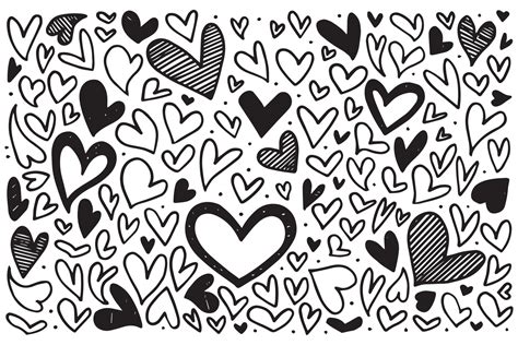 Doodle Hearts Hand Drawn Love Hearts Vector Illustration 10955602 Vector Art At Vecteezy