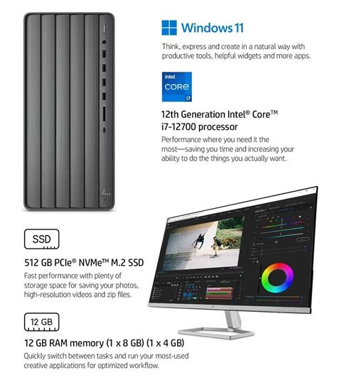 Hp Envy Desktop Bundle With Fhd Monitor Windows Home Te