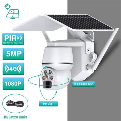 Caméra Surveillance extérieure solaire PTZ IP WiFi 4G 5MP 360