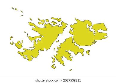 Falkland Islands Map Yellow Color On Stock Vector Royalty Free