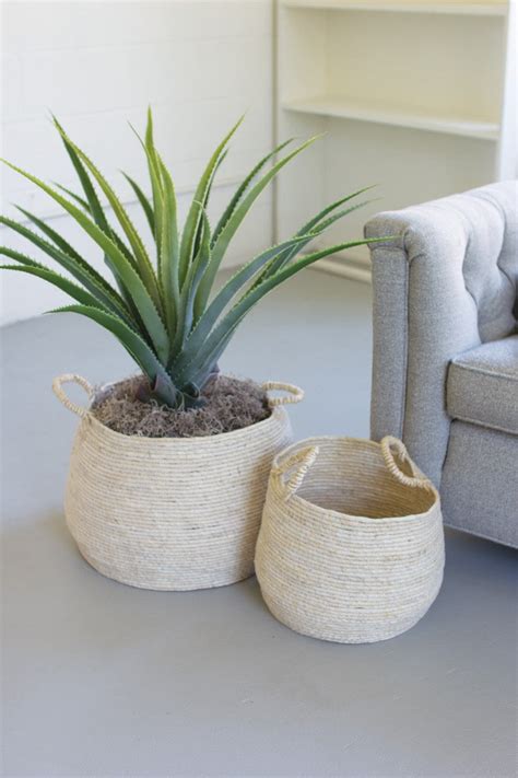 Round Seagrass Baskets With Handles By Kalalou Natural Modish Store