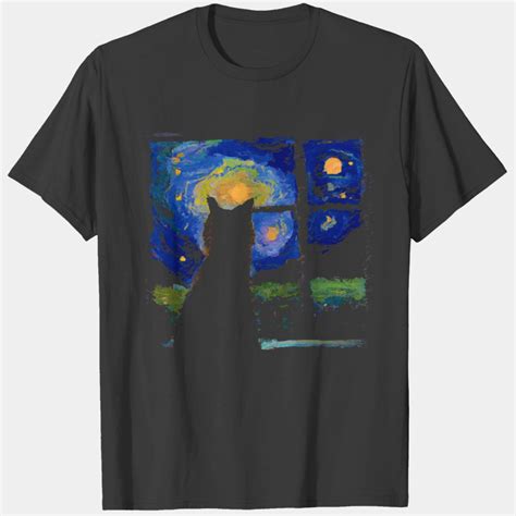 Van Gogh Fan Art Van Gogh Fan Art Of Cat Staring At The Starry Night T