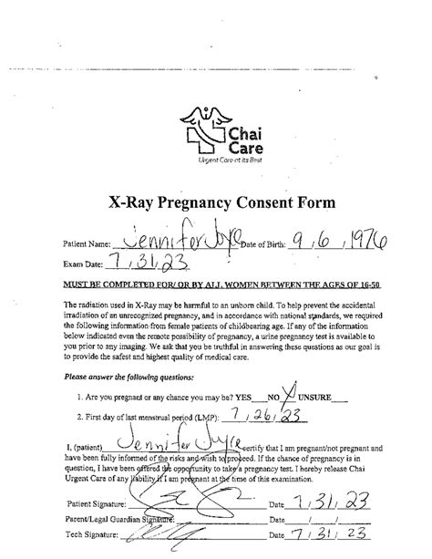 Joyce X Ray Pregnancy Consent Form BIOL 215 Studocu