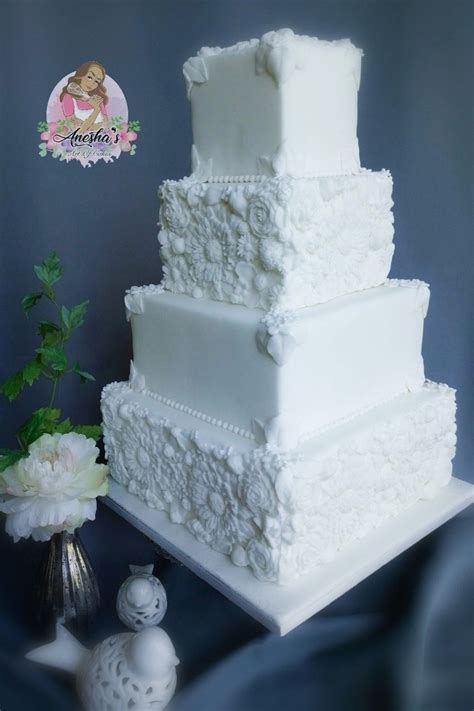 White Square Wedding Cake Square Wedding Cakes White Square Wedding