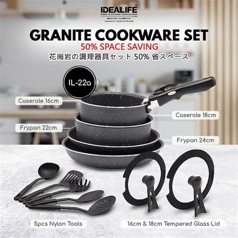 Jual Idealife IL 22A Panci Set Masak Granite Cookware Dan Sendok Masak