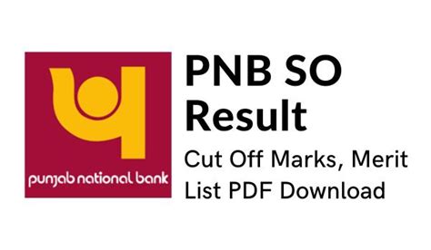 PNB SO Result 2024 Cut Off Marks And Merit List