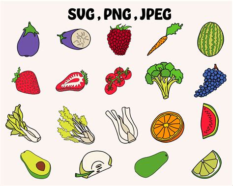 Fruit And Veg Svg Bundle Fruit Svg Tropical Fruit Svg Vegetables Svg