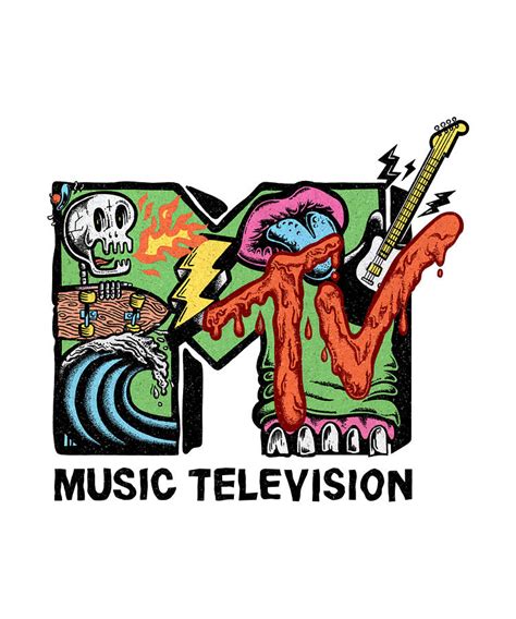 Retro Mtv Music Television Classic 80s Logo Skate Punk Collage Digital