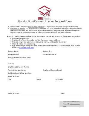 Fillable Online Graduation Conferral Letter Request Form Fax Email