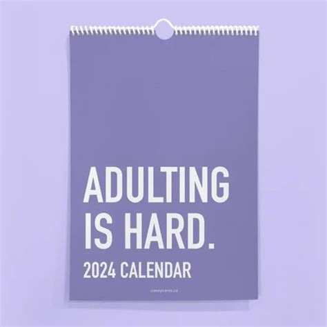 Adulting Is Hard 2024 Kalender Funny Monthly Calendar Wall 09e8 Fyndiq