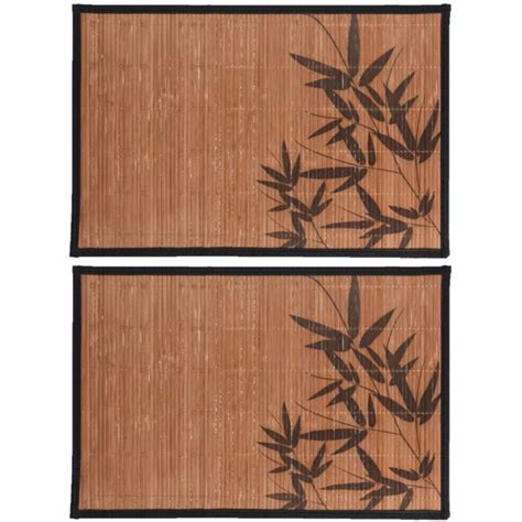 6x Stuks Rechthoekige Placemats 30 X 45 Cm Bamboe Bruin Met Zwarte