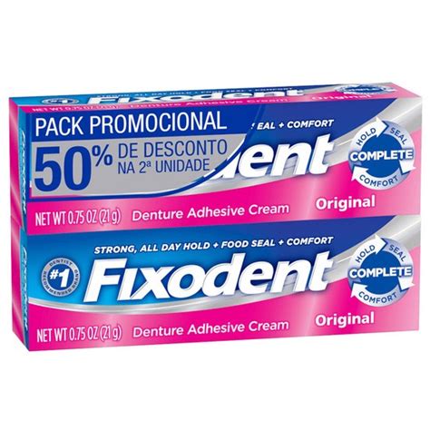 Fixador De Dentadura Fixodent Original Creme 68G 2un P G