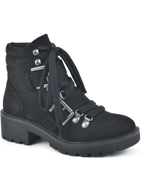 White Mountain Day Time Faux Suede Lugged Sole Ankle Boots In Black Lyst