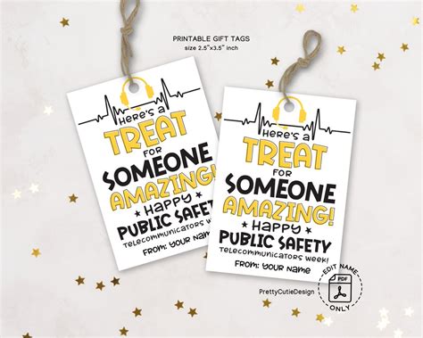 Public Safety Telecommunicators Week Gift Tag Printable Dispatcher