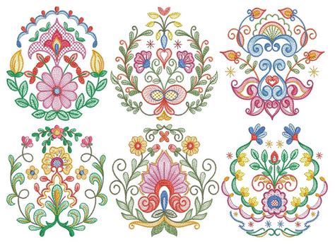 Folk Art Floral Motifs 2 Machine Embroidery Applique Floral Art