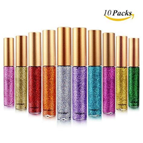 ALINICE 10 Farben Eyeliner Glitter Wasserdicht Schimmer Pigment Silber