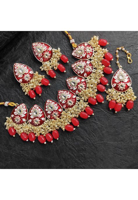 Buy Meenakari Choker Necklace Set Online Jnv Utsav Fashion