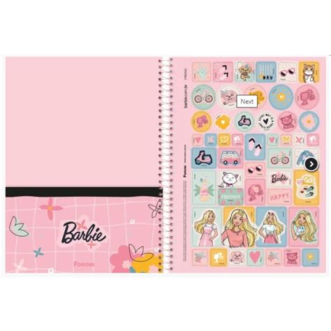 Caderno Espiral Universit Rio Fl Mats Barbie Foroni