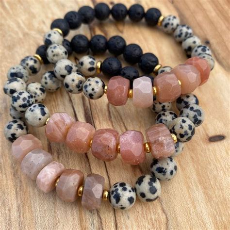 Pumpkin Spice Sunstone Dalmatian Jasper Diffuser Bracelet In