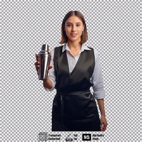 Bartender in work attire holding a shaker standing and facing forward | Premium AI-generated PSD