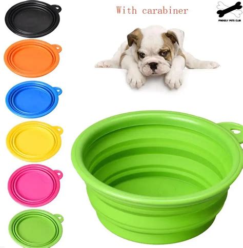 Dog Bowldog Cat Pet Travel Bowl Silicone Collapsible Feeding Water