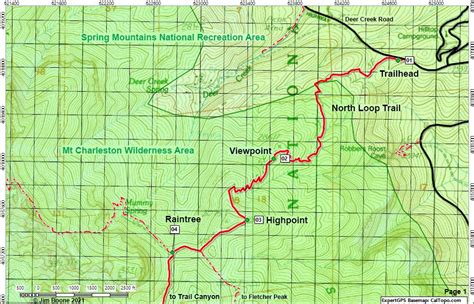 Hiking Around Las Vegas Spring Mountains North Loop Trail Map East